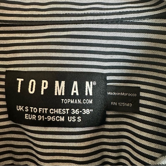 Topman mens long sleeve button navy & gray striped button down shirt size Small - Picture 3 of 4
